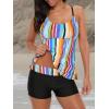 imageAmerican Trends Tankini Swimsuits for Women Two Piece Bathing Suits Tankini Top with Boyshorts Swimwear for WomenRainbow Striped