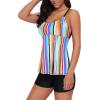 imageAmerican Trends Tankini Swimsuits for Women Two Piece Bathing Suits Tankini Top with Boyshorts Swimwear for WomenRainbow Striped