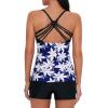 imageAmerican Trends Tankini Swimsuits for Women Two Piece Bathing Suits Tankini Top with Boyshorts Swimwear for WomenWhite Floral Print