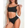 imageAmerican Trends Women High Waisted Cute Bikini Set Neon Bikini Two Piece Teen Swimsuit 2 Piece Bathing Suits Color BlockBlack Bikini Set