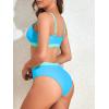 imageAmerican Trends Women High Waisted Cute Bikini Set Neon Bikini Two Piece Teen Swimsuit 2 Piece Bathing Suits Color BlockBlue Swimsuit Set