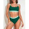 imageAmerican Trends Women High Waisted Cute Bikini Set Neon Bikini Two Piece Teen Swimsuit 2 Piece Bathing Suits Color BlockGreen Swimsuit