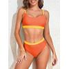 imageAmerican Trends Women High Waisted Cute Bikini Set Neon Bikini Two Piece Teen Swimsuit 2 Piece Bathing Suits Color BlockOrange Swimsuit Set