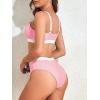 imageAmerican Trends Women High Waisted Cute Bikini Set Neon Bikini Two Piece Teen Swimsuit 2 Piece Bathing Suits Color BlockPink Bikini Set