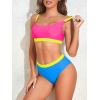 imageAmerican Trends Women High Waisted Cute Bikini Set Neon Bikini Two Piece Teen Swimsuit 2 Piece Bathing Suits Color BlockRed Yellow Blue Set