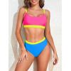 imageAmerican Trends Women High Waisted Cute Bikini Set Neon Bikini Two Piece Teen Swimsuit 2 Piece Bathing Suits Color BlockRed Yellow Blue Set