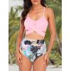 imageAmerican Trends Womens High Waisted Bikini Swimsuits Push Up Bikini Sets Sexy Bathing Suits Two Piece Swimsuit03pink Print