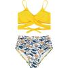 imageAmerican Trends Womens High Waisted Bikini Swimsuits Push Up Bikini Sets Sexy Bathing Suits Two Piece Swimsuit05yellow Print