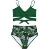 imageAmerican Trends Womens High Waisted Bikini Swimsuits Push Up Bikini Sets Sexy Bathing Suits Two Piece SwimsuitGreen Floral Print