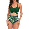 imageAmerican Trends Womens High Waisted Bikini Swimsuits Push Up Bikini Sets Sexy Bathing Suits Two Piece SwimsuitGreen Floral Print