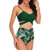 imageAmerican Trends Womens High Waisted Bikini Swimsuits Push Up Bikini Sets Sexy Bathing Suits Two Piece SwimsuitGreen Floral Print