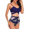 imageAmerican Trends Womens High Waisted Bikini Swimsuits Push Up Bikini Sets Sexy Bathing Suits Two Piece SwimsuitNavy Floral Print