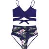 imageAmerican Trends Womens High Waisted Bikini Swimsuits Push Up Bikini Sets Sexy Bathing Suits Two Piece SwimsuitNavy Floral Print