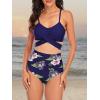 imageAmerican Trends Womens High Waisted Bikini Swimsuits Push Up Bikini Sets Sexy Bathing Suits Two Piece SwimsuitNavy Floral Print