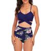 imageAmerican Trends Womens High Waisted Bikini Swimsuits Push Up Bikini Sets Sexy Bathing Suits Two Piece SwimsuitNavy Floral Print