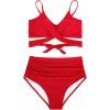 imageAmerican Trends Womens High Waisted Bikini Swimsuits Push Up Bikini Sets Sexy Bathing Suits Two Piece SwimsuitRed