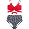 imageAmerican Trends Womens High Waisted Bikini Swimsuits Push Up Bikini Sets Sexy Bathing Suits Two Piece SwimsuitRed Print