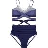 imageAmerican Trends Womens High Waisted Bikini Swimsuits Push Up Bikini Sets Sexy Bathing Suits Two Piece SwimsuitWhite  Blue