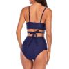 imageAmerican Trends Womens High Waisted Bikini Swimsuits Push Up Bikini Sets Sexy Bathing Suits Two Piece SwimsuitWhite  Blue