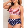 imageAmerican Trends Womens Plus Size Bikini 2 Piece Plus Size Swimsuits Tummy Control Bathing Suits High Waisted BikiniAmerican Flag