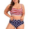 imageAmerican Trends Womens Plus Size Bikini 2 Piece Plus Size Swimsuits Tummy Control Bathing Suits High Waisted BikiniAmerican Flag