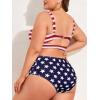 imageAmerican Trends Womens Plus Size Bikini 2 Piece Plus Size Swimsuits Tummy Control Bathing Suits High Waisted BikiniAmerican Flag