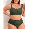 imageAmerican Trends Womens Plus Size Bikini 2 Piece Plus Size Swimsuits Tummy Control Bathing Suits High Waisted BikiniArmy Green