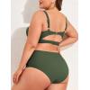 imageAmerican Trends Womens Plus Size Bikini 2 Piece Plus Size Swimsuits Tummy Control Bathing Suits High Waisted BikiniArmy Green