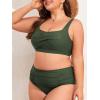imageAmerican Trends Womens Plus Size Bikini 2 Piece Plus Size Swimsuits Tummy Control Bathing Suits High Waisted BikiniArmy Green