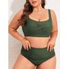 imageAmerican Trends Womens Plus Size Bikini 2 Piece Plus Size Swimsuits Tummy Control Bathing Suits High Waisted BikiniArmy Green