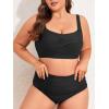 imageAmerican Trends Womens Plus Size Bikini 2 Piece Plus Size Swimsuits Tummy Control Bathing Suits High Waisted BikiniBlack