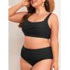 imageAmerican Trends Womens Plus Size Bikini 2 Piece Plus Size Swimsuits Tummy Control Bathing Suits High Waisted BikiniBlack