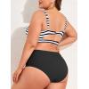 imageAmerican Trends Womens Plus Size Bikini 2 Piece Plus Size Swimsuits Tummy Control Bathing Suits High Waisted BikiniBlack and White Stripes
