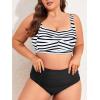 imageAmerican Trends Womens Plus Size Bikini 2 Piece Plus Size Swimsuits Tummy Control Bathing Suits High Waisted BikiniBlack and White Stripes