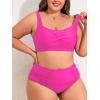imageAmerican Trends Womens Plus Size Bikini 2 Piece Plus Size Swimsuits Tummy Control Bathing Suits High Waisted BikiniRose Red