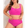imageAmerican Trends Womens Plus Size Bikini 2 Piece Plus Size Swimsuits Tummy Control Bathing Suits High Waisted BikiniRose Red