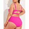 imageAmerican Trends Womens Plus Size Bikini 2 Piece Plus Size Swimsuits Tummy Control Bathing Suits High Waisted BikiniRose Red