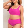 imageAmerican Trends Womens Plus Size Bikini 2 Piece Plus Size Swimsuits Tummy Control Bathing Suits High Waisted BikiniRose Red