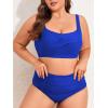 imageAmerican Trends Womens Plus Size Bikini 2 Piece Plus Size Swimsuits Tummy Control Bathing Suits High Waisted BikiniRoyal Blue