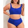 imageAmerican Trends Womens Plus Size Bikini 2 Piece Plus Size Swimsuits Tummy Control Bathing Suits High Waisted BikiniRoyal Blue