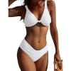 imageAmerican Trends High Waisted Bikini Sets for Women Push Up Two Piece Bikini Swimsuit High Cut 2 Piece Bathing SuitWhite
