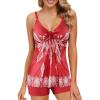 imageAmerican Trends Tankini Swimsuits Plus Size Tankini Bathing Suits for Women Tankini Bathing Suits Swimwear for WomenRed  White Floral