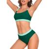 imageAmerican Trends Women High Waisted Cute Bikini Set Neon Bikini Two Piece Teen Swimsuit 2 Piece Bathing Suits Color BlockGreen Swimsuit