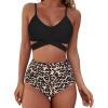 imageAmerican Trends Womens High Waisted Bikini Swimsuits Push Up Bikini Sets Sexy Bathing Suits Two Piece SwimsuitLeopard Patten