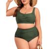 imageAmerican Trends Womens Plus Size Bikini 2 Piece Plus Size Swimsuits Tummy Control Bathing Suits High Waisted BikiniArmy Green