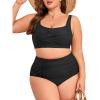 imageAmerican Trends Womens Plus Size Bikini 2 Piece Plus Size Swimsuits Tummy Control Bathing Suits High Waisted BikiniBlack