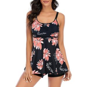 imageAmerican Trends Tankini Swimsuits for Women Two Piece Bathing Suits Tankini Top with Boyshorts Swimwear for WomenPink Floral