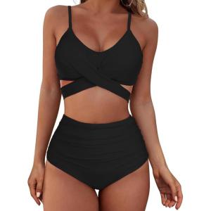 imageAmerican Trends Womens High Waisted Bikini Swimsuits Push Up Bikini Sets Sexy Bathing Suits Two Piece SwimsuitBlack