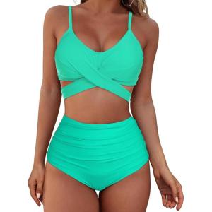 imageAmerican Trends Womens High Waisted Bikini Swimsuits Push Up Bikini Sets Sexy Bathing Suits Two Piece SwimsuitGreen