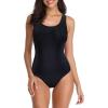 imageAmerican Trends Athletic Swimsuit for Women One Piece Lap Swimming Training Suit Tummy Control Bathing Suits0 Solid Black